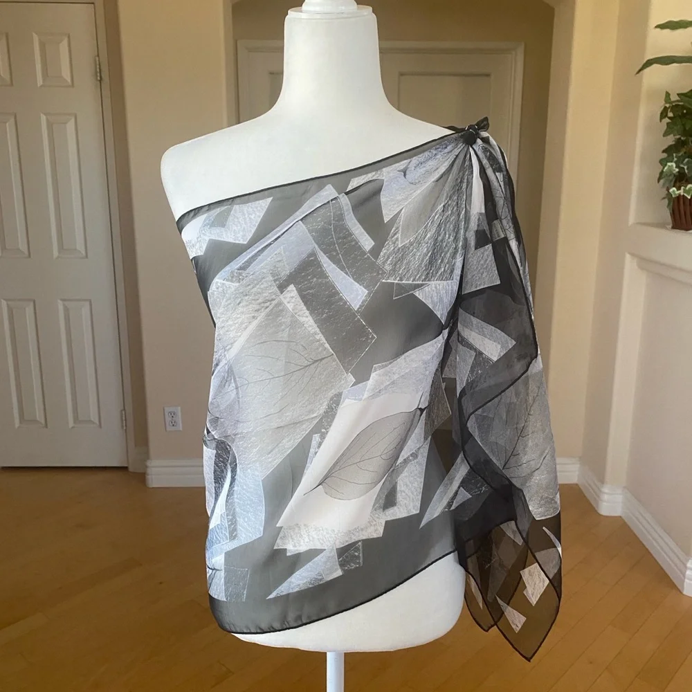 Chic Black, White and Gray Sheer Scarf Wrap Sarong